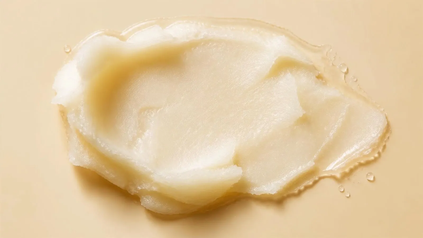 Texturprov av en cleansing balm: opak sorbet-balm med glansig smält kant
